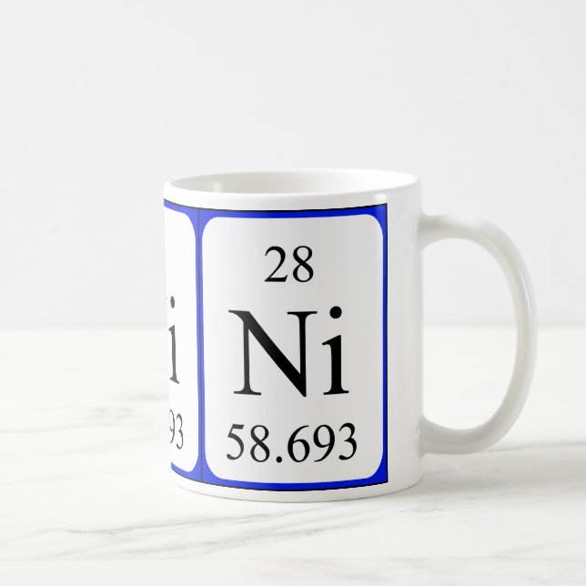Elemento 28, caneca branca - Níquel (Direita)