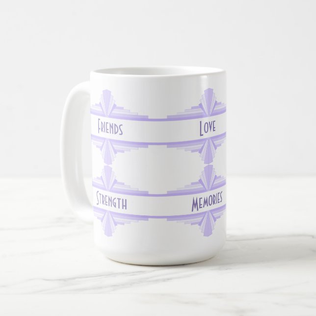 Elemento de deco de arte na caneca de café lilás e (Frente Esquerda)