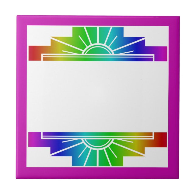 Elemento solar de arte deco no arco-íris (Frente)