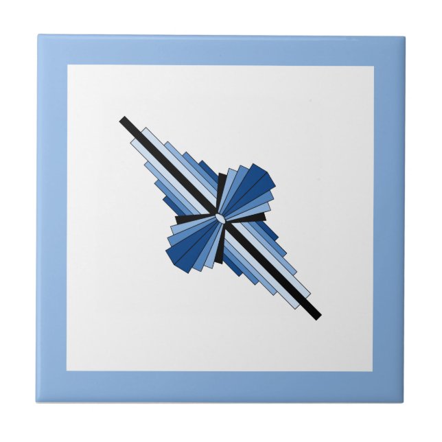 Elementos de arte deco a azul, marinho e preto (Frente)