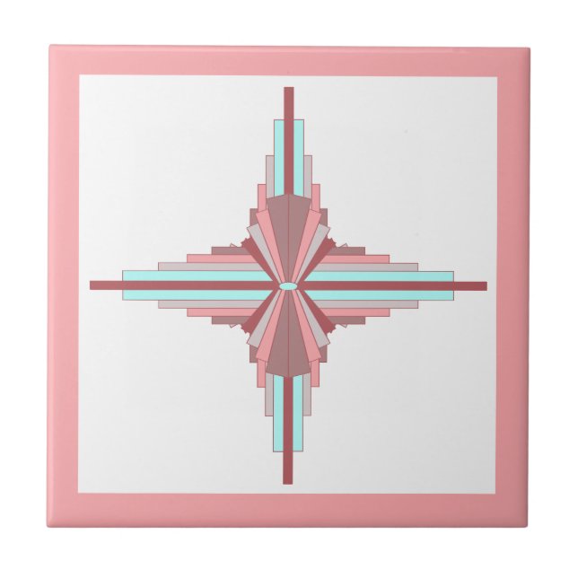 Elementos de arte deco em rosa escuro e azul (Frente)