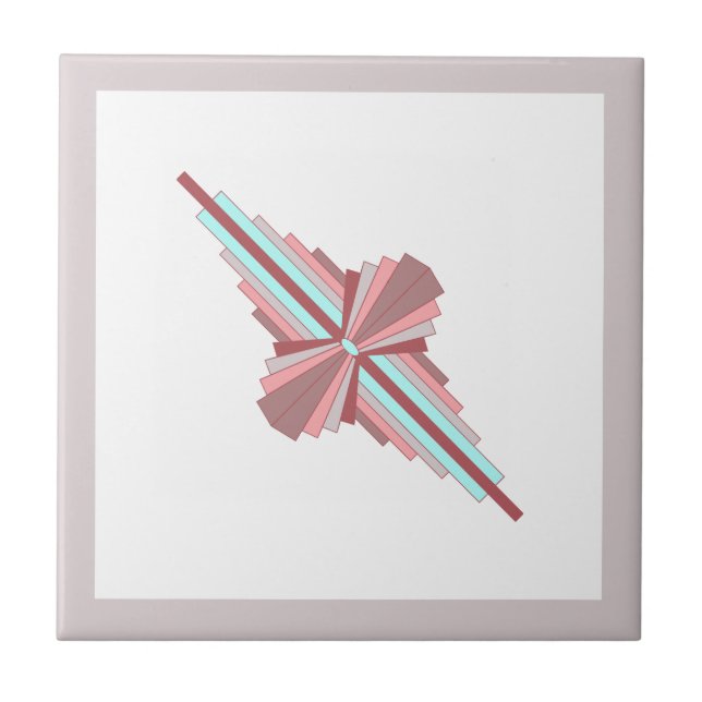 Elementos de arte deco em rosa escuro e azul (Frente)