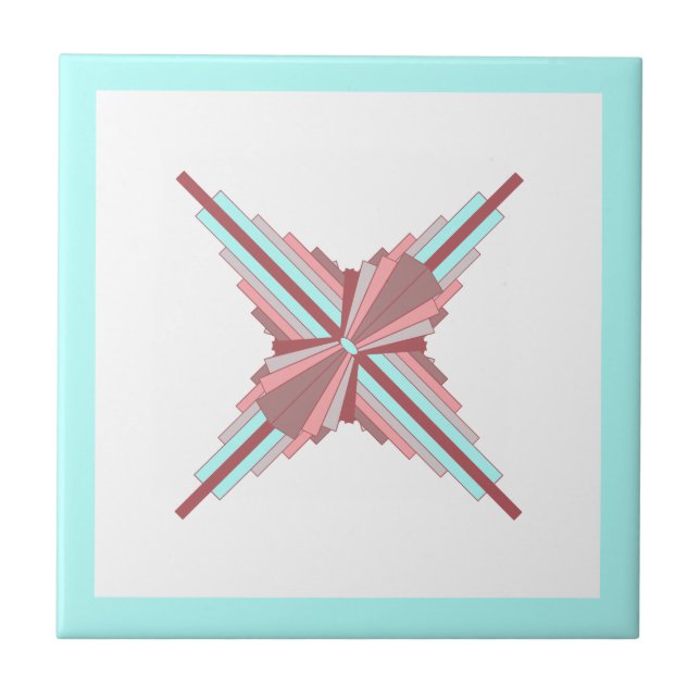 Elementos de arte deco em rosa escuro e azul (Frente)