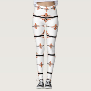 Elementos de deco de arte em leggings de pêssego p