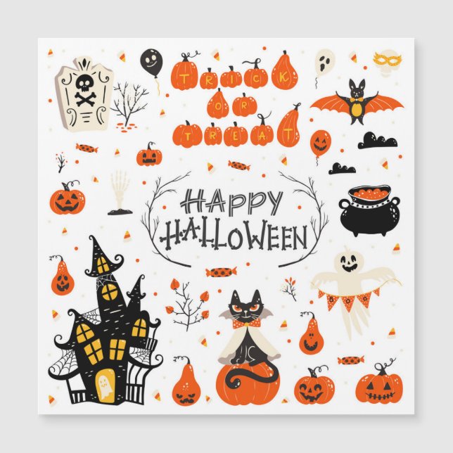 Elementos de Halloween Conjunto Vintage Design (Frente)