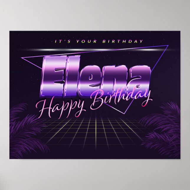 Elena Name Vorname lila retro Poster Geburtstag (Frente)