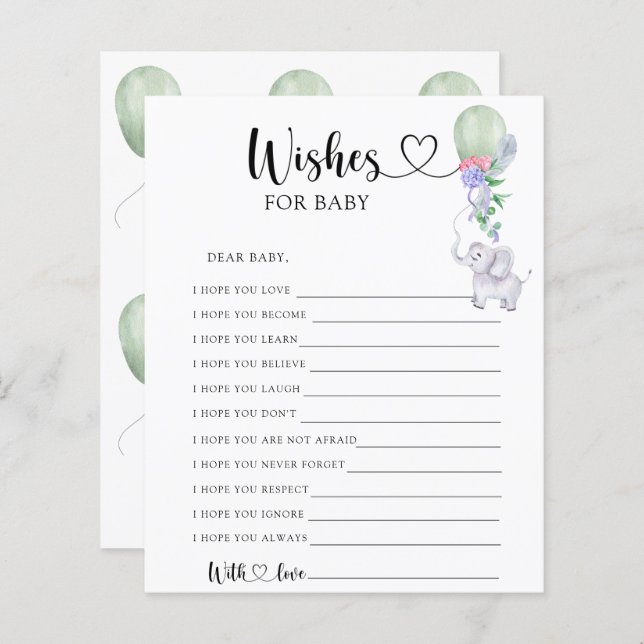 Elephant & Balloon - Jogo do partido | desejos de  (Frente/Verso)