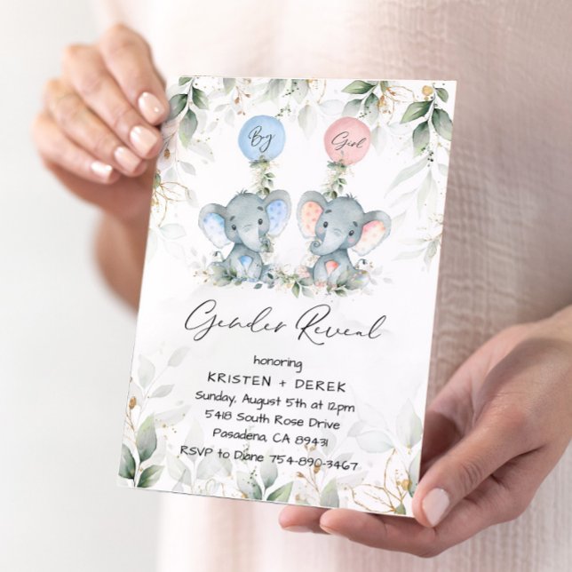 Elephant Balões Gênero Revela Convite (Criador carregado)