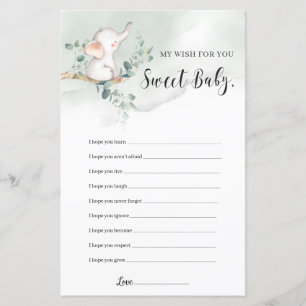 Elephant boho greenery deseja o jogo do bebê