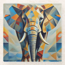 Elephant Cubism Porta copos Animal