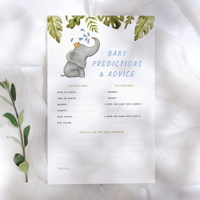 Elephant & Greenery Baby Predictions & Advice Game (Criador carregado)