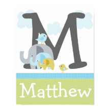 Elephant Love Initial/Name Poster Art