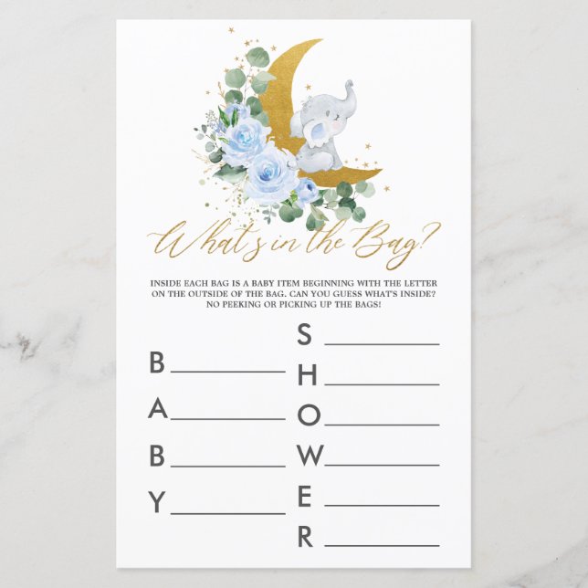 Elephant Moon Blue Floral O que há no jogo da bols (Frente)