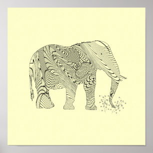 Elephant Pattern Art Impressão Poster