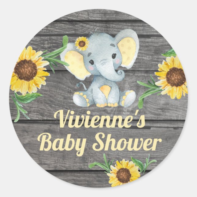 Elephant Rustic Sticker Amarelo Obrigado Etiqueta (Frente)
