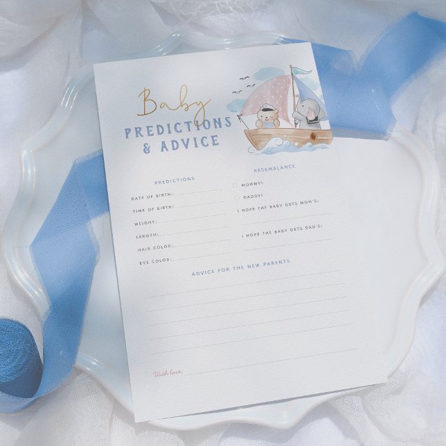 Elephant Sailboat Baby Predictions & Advice Game (Criador carregado)