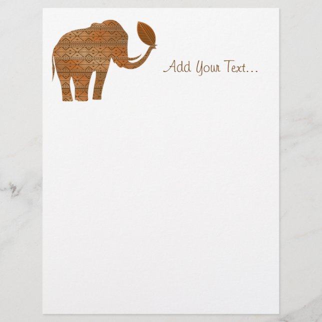 Elephant Tribal Art Design Letterhead (Frente)