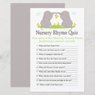 Elephants Nursery Rhyme jogo de chá de fraldas do