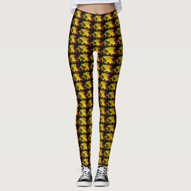 Elephants Sunset Women Leggings (Frente)