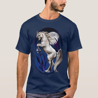 Elevando a camisa do Oval do cavalo branco