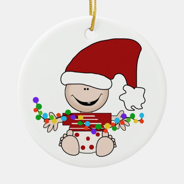 Elf bebê personalizável com ornamento de luzes (Frente)