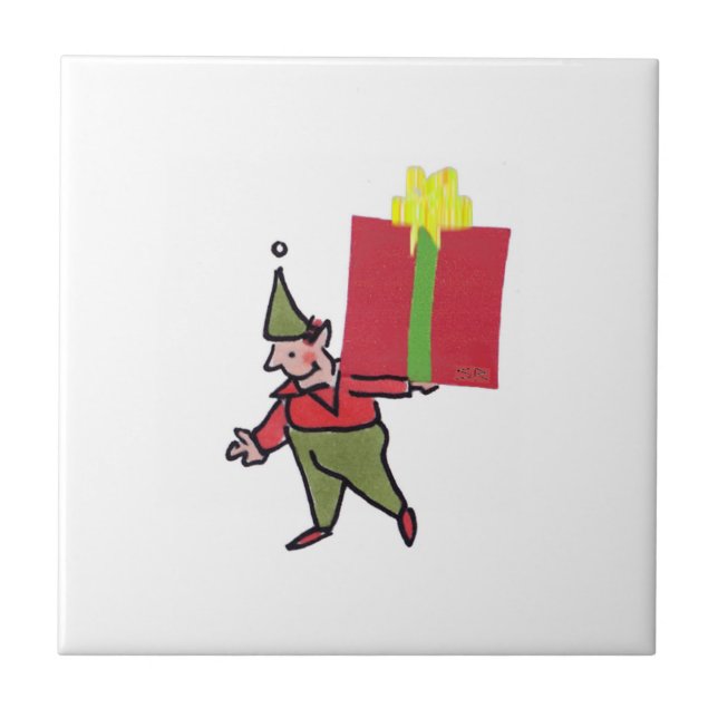 Elf com azulejo branco de cerâmica pequena (Frente)