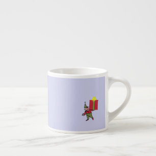 Elf com caixa vermelha espresso caneca esquerda