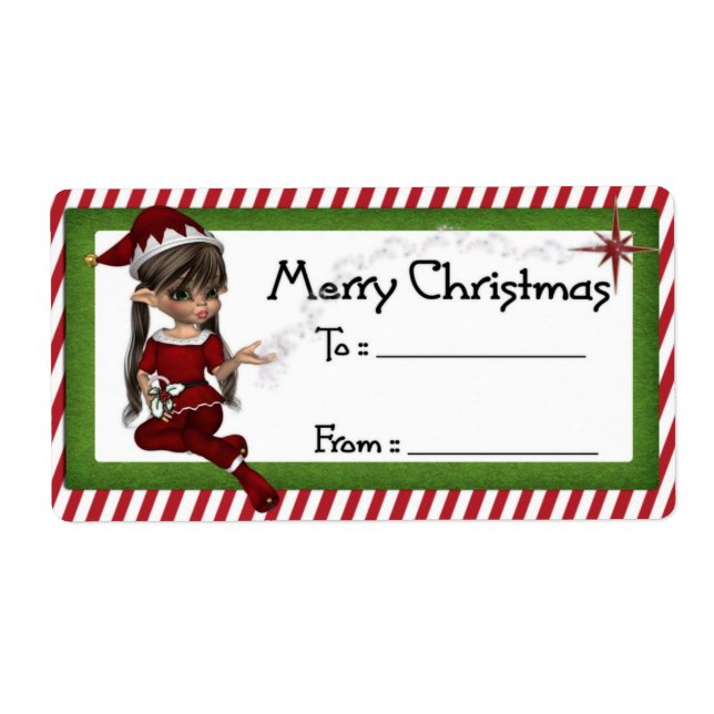 Elf D3 de Natal: Etiqueta de presente de Natal Fan (Frente)