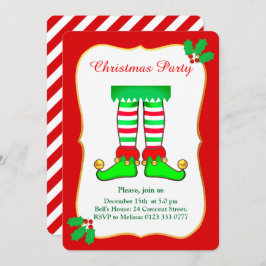 Elf de Natal no Convite de festas Vermelho
