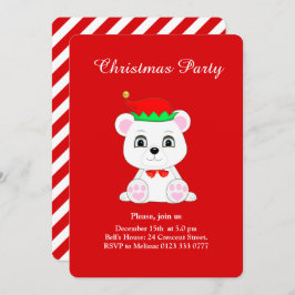 Elf do Urso Polar de Natal no Convite de festas Ve