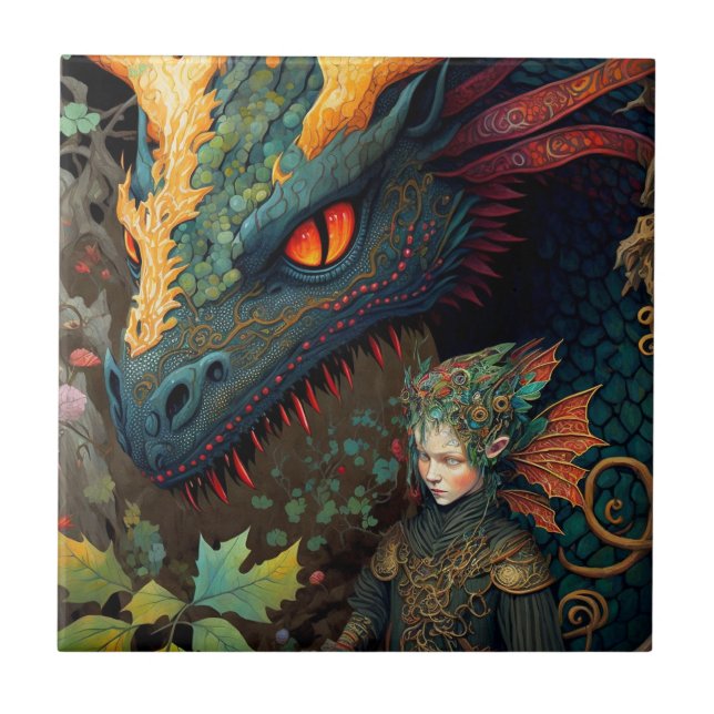 Elf E Dragon Fantasy Art (Frente)