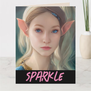 ELF GIRL FANTASY SPARKLE CARTÕES DE ANIVERSÁRIO PA