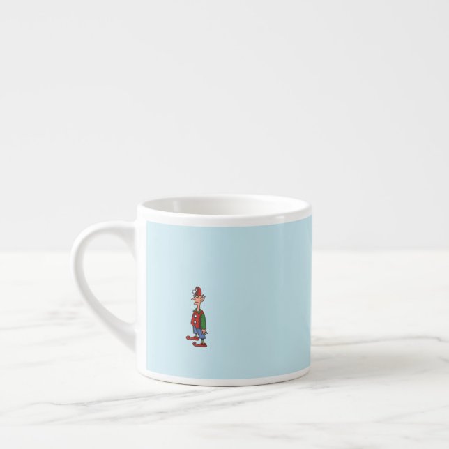 Elf na caneca espresso azul de atenção (Esquerda)