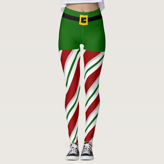 Elf Papais noeis Elves Leggings de Natal (Frente)