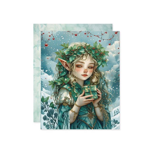 Elf Princess Christmas Scrapbook Paper (Frente/Verso In Situ)