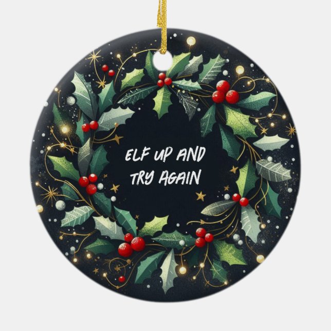 Elf Up e tente novamente Enfeites de natal (Traseira)