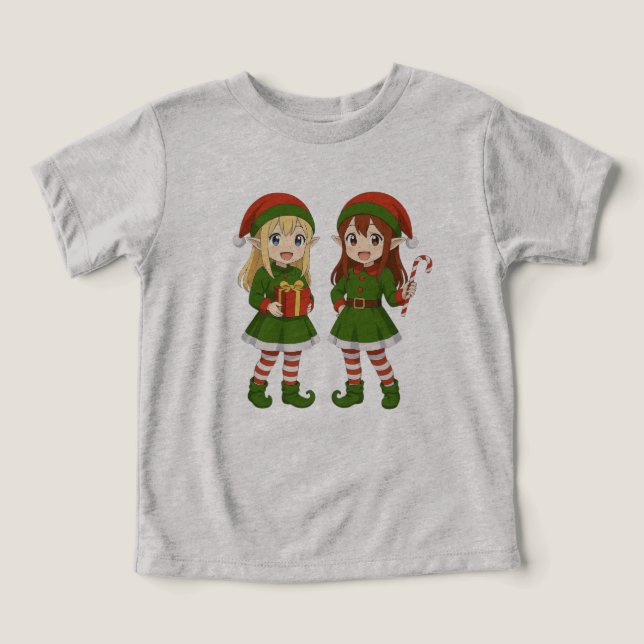 Elfes de Natal fofos de anime (Design frontal)