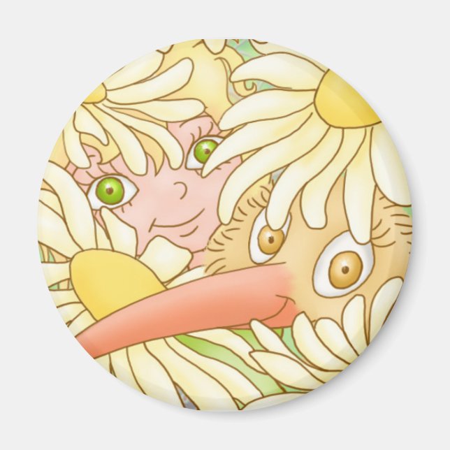 Elfleda e Kiwi no imã das margaridas (Frente)