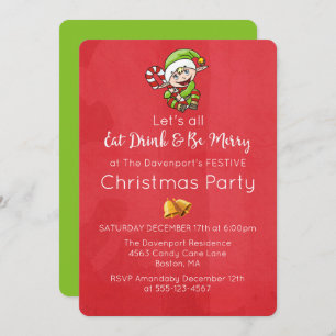 Elfo Bonito com Convite de Natal para Cane