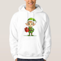 Elfo de Natal Alegre com Presente – Moletom de Fér