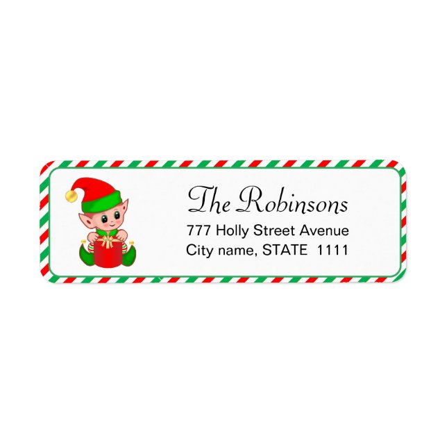 Elfo de Natal bonito na etiqueta branca (Frente)