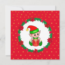 elfo de Natal, grinalda de pinheiro, poinsettias e