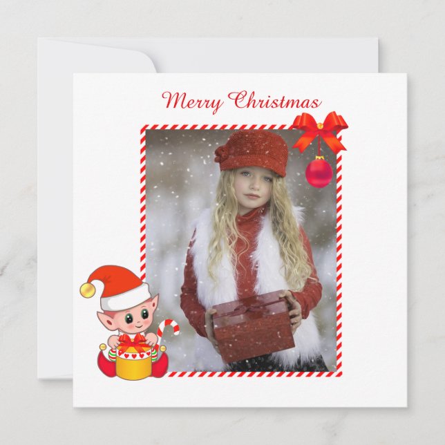 Elfo de Natal Moderno & Foto Personalizada (Frente)