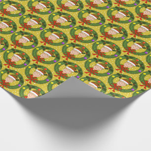 Elfo em Grinalda e Neve Papel de Embrulho de Natal