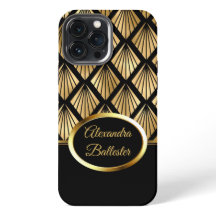 Elite Elegante Damasco Art Deco Dourado Preto