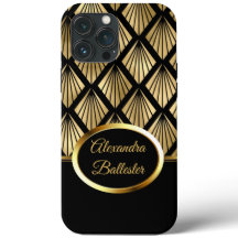 Elite Elegante Damasco Art Deco Dourado Preto