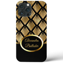 Elite Elegante Damasco Art Déco Dourado Preto