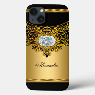 Elite Regal Gold Black Ornate Diamond Jewel