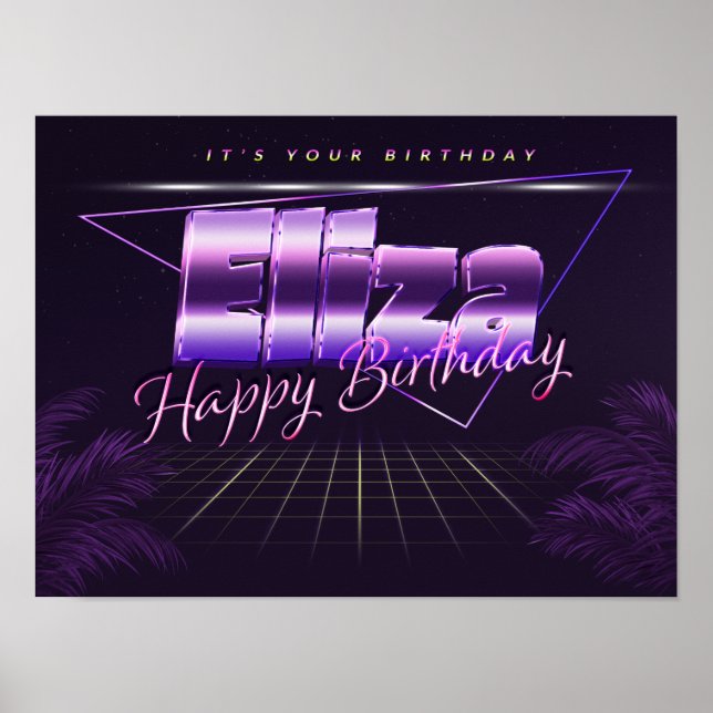 Eliza Nome Vorname lila retro Poster Geburtstag (Frente)