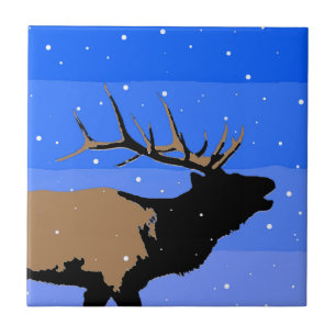 Elk Bugling no inverno - Arte original sobre a vid
